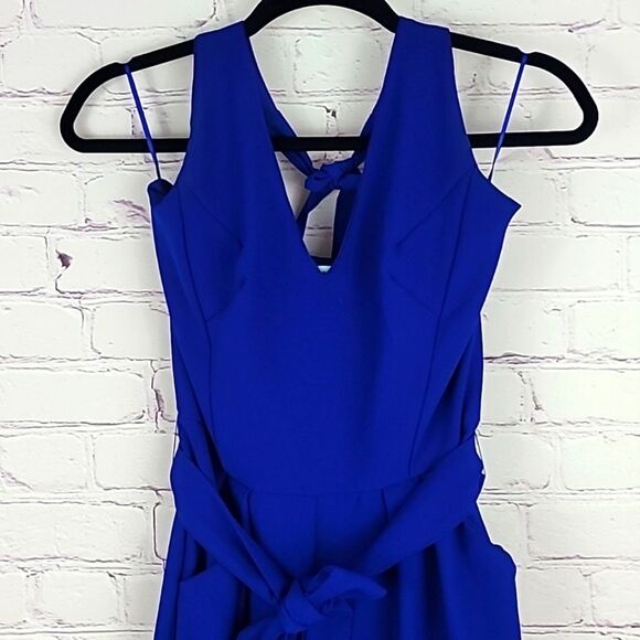 Eva Franco  Anthropologie Cobalt Blue Halter Top Jumpsuit. Size 4 - Picture 4 of 7